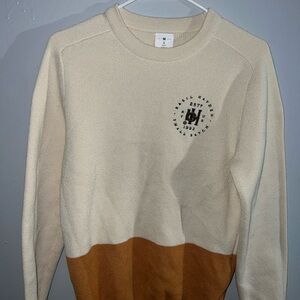 Casual Cream and Brown Crewneck Sweater